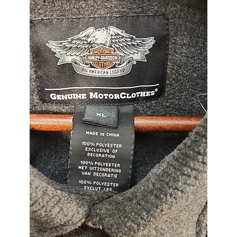 Harley Davidson Fleece shirt jacket with skull embroidered logo Size: X-l - Picture 5 of 8